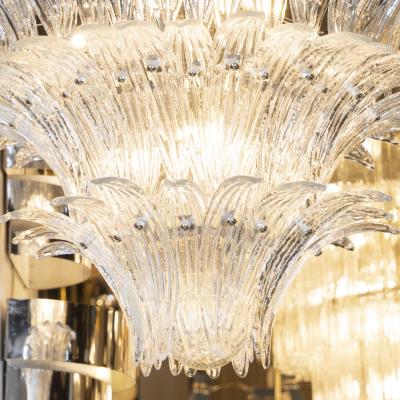 Modernist Translucent Three Tier Palma Hand Blown Murano Glass Chandelier