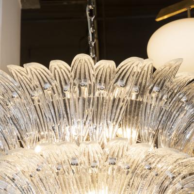 Modernist Translucent Three Tier Palma Hand Blown Murano Glass Chandelier