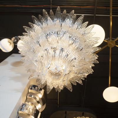 Modernist Translucent Three Tier Palma Hand Blown Murano Glass Chandelier