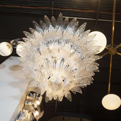 Modernist Translucent Three Tier Palma Hand Blown Murano Glass Chandelier
