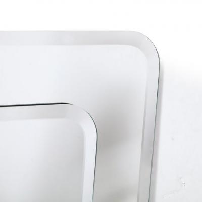 Modernist Two Tier Mirror w Rounded Beveled Edges Custom for High Style Deco