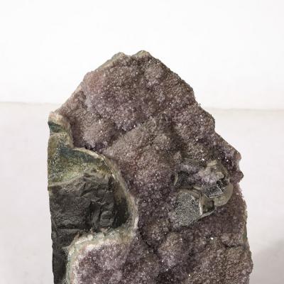 Modernist Uruguayan Amethyst Rock Crystal Specimen on Black Lacquer Base