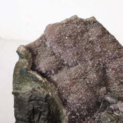 Modernist Uruguayan Amethyst Rock Crystal Specimen on Black Lacquer Base