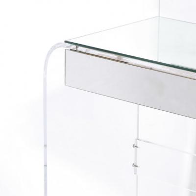Modernist Vanity Table in Lucite Mirrored Glass