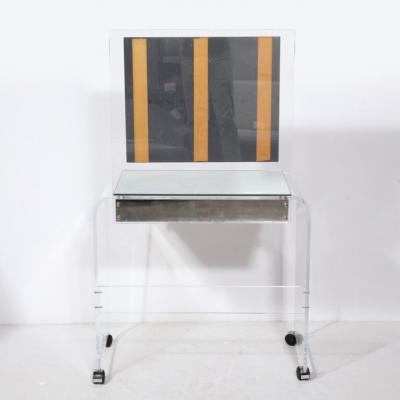 Modernist Vanity Table in Lucite Mirrored Glass