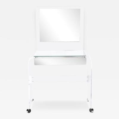 Modernist Vanity Table in Lucite Mirrored Glass