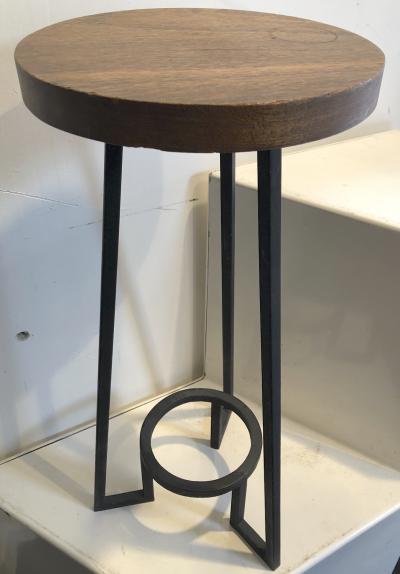 Modernist bauhaus french brutal steel pair of side tables