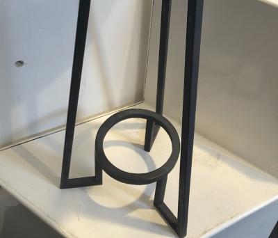 Modernist bauhaus french brutal steel pair of side tables