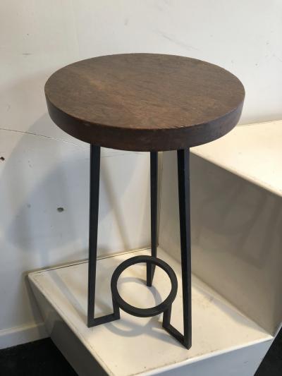 Modernist bauhaus french brutal steel pair of side tables