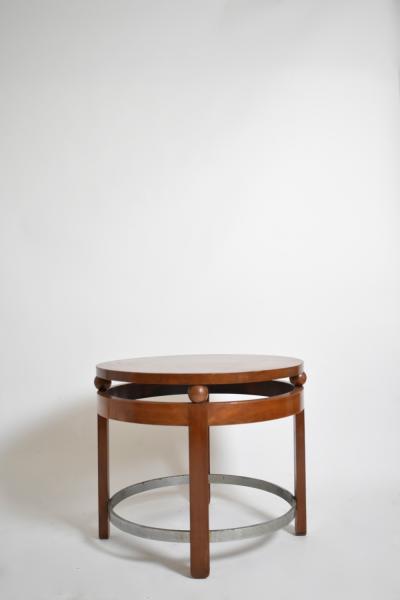 Modernist round wooden pedestal table 1930s