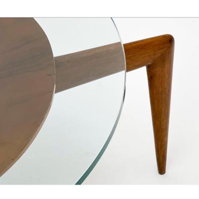 Modernist side table with glass top