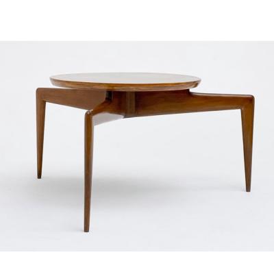 Modernist side table with glass top
