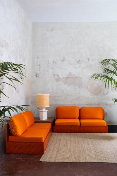 Modular Sofa Made of Pressed Bamboo 1980s