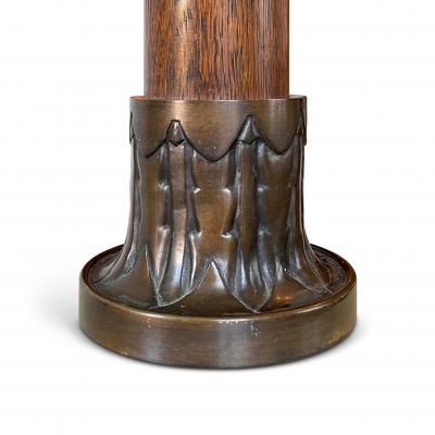 Mogens Ballin Art Nouveau Table Lamp in Bronze and Oak by Mogens Ballin