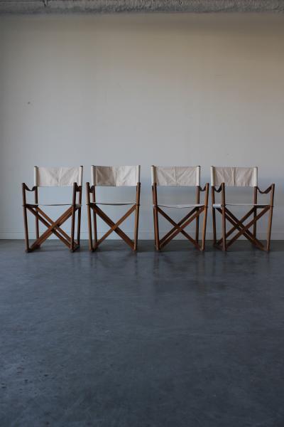 Mogens Koch Set of 4 MK16 Folding Safari Chairs by Mogens Koch for Cado Denmark