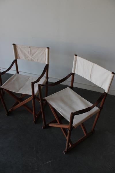 Mogens Koch Set of 4 MK16 Folding Safari Chairs by Mogens Koch for Cado Denmark