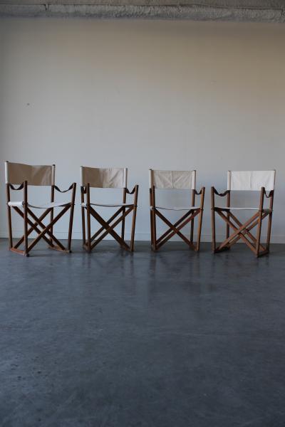 Mogens Koch Set of 4 MK16 Folding Safari Chairs by Mogens Koch for Cado Denmark