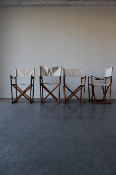 Mogens Koch Set of 4 MK16 Folding Safari Chairs by Mogens Koch for Cado Denmark