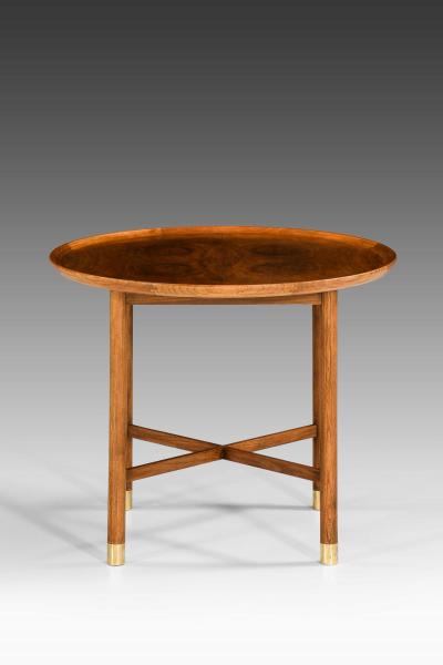 Mogens Lassen Mogens Lassen Attrib Coffee Table in Brass Elm Walnut by K Thomsen 1940s