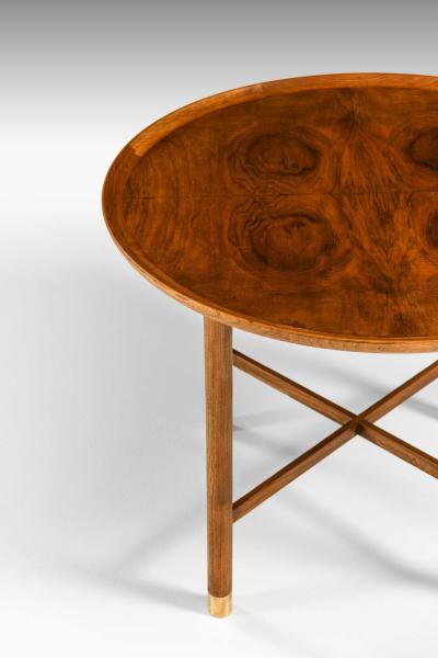 Mogens Lassen Mogens Lassen Attrib Coffee Table in Brass Elm Walnut by K Thomsen 1940s