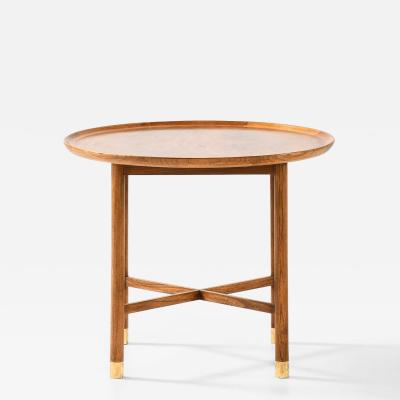 Mogens Lassen Mogens Lassen Attrib Coffee Table in Brass Elm Walnut by K Thomsen 1940s