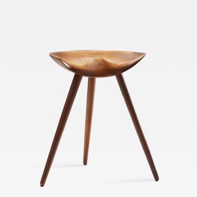 Mogens Lassen Mogens Lassen Stool in Solid Teak Mounted on Three Tapering Legs Denmark 1942