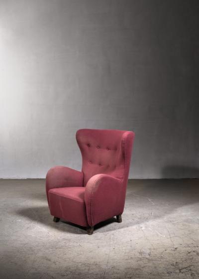 Mogens Lassen Mogens Lassen lounge chair in a magenta wool upholstery