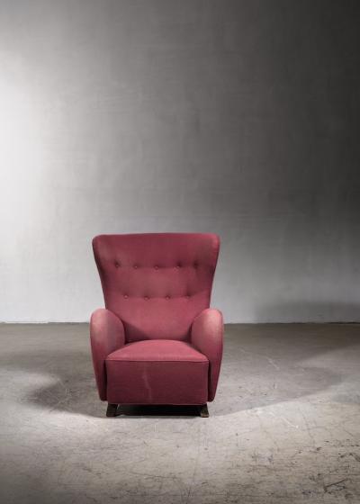 Mogens Lassen Mogens Lassen lounge chair in a magenta wool upholstery