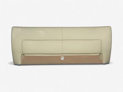 Molteni C Cream Leather Chrome King Size Bedframe Italy 21st C