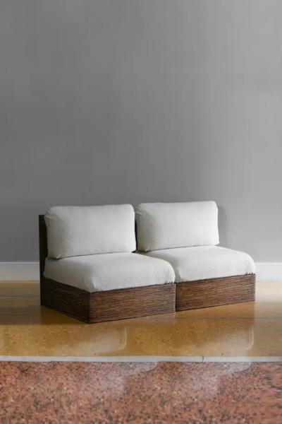 Molto Editions modular bamboo sofa complete with cushion in Dedar fabric