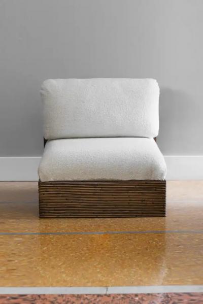 Molto Editions modular bamboo sofa complete with cushion in Dedar fabric