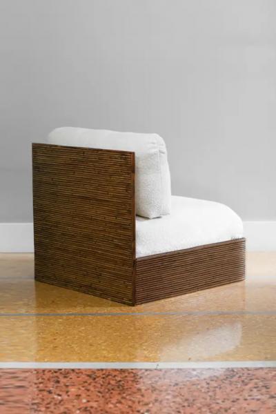 Molto Editions modular bamboo sofa complete with cushion in Dedar fabric
