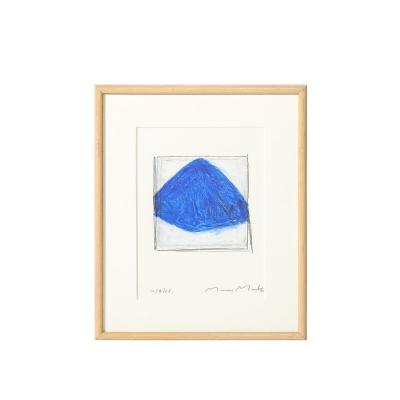 Mona Mark Mid Century Modernist Abstract Lithograph in Blue and White Signed Mona Mark