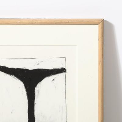 Mona Mark Mid Century Modernist Abstract Lithograph in White and Black Signed Mona Mark