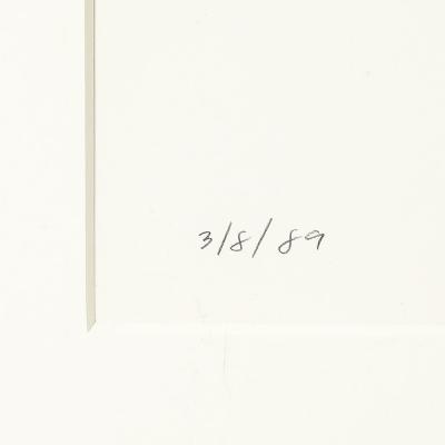 Mona Mark Mid Century Modernist Abstract Lithograph in White and Black Signed Mona Mark