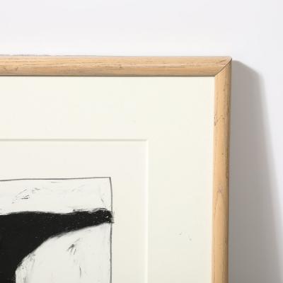 Mona Mark Mid Century Modernist Abstract Lithograph in White and Black Signed Mona Mark