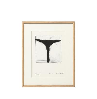 Mona Mark Mid Century Modernist Abstract Lithograph in White and Black Signed Mona Mark