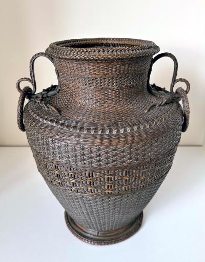 Monden Kogyoku Early Japanese Bamboo Flower Basket Hahakago by Monden Kogyoku Original Box