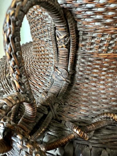 Monden Kogyoku Early Japanese Bamboo Flower Basket Hahakago by Monden Kogyoku Original Box