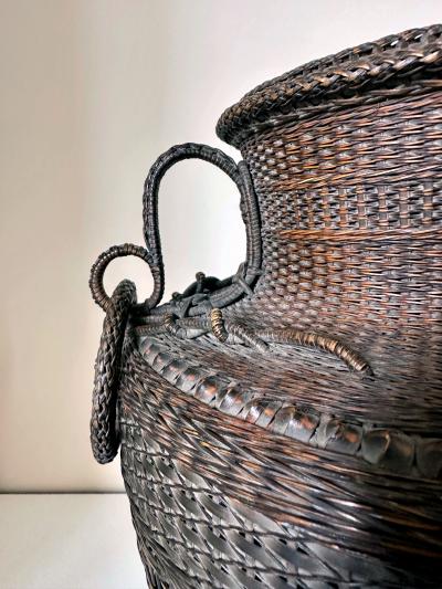 Monden Kogyoku Early Japanese Bamboo Flower Basket Hahakago by Monden Kogyoku Original Box