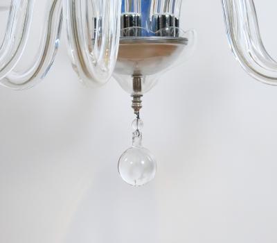 Monet water Lilies Blue Silvered Decoupage Glass Chandelier