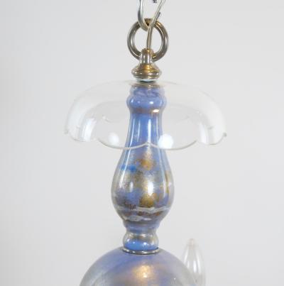 Monet water Lilies Blue Silvered Decoupage Glass Chandelier