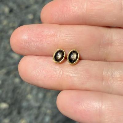 Monica Marcella Black Star Sapphire Oval One of a Kind Stud Earrings Monica Marcella 2024