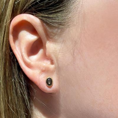 Monica Marcella Black Star Sapphire Oval One of a Kind Stud Earrings Monica Marcella 2024