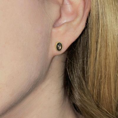 Monica Marcella Black Star Sapphire Oval One of a Kind Stud Earrings Monica Marcella 2024