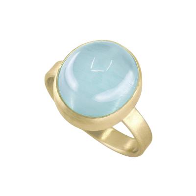 Monica Marcella Glowing Aquamarine Round Cabochon Yellow Gold Ring Monica Marcella 2023