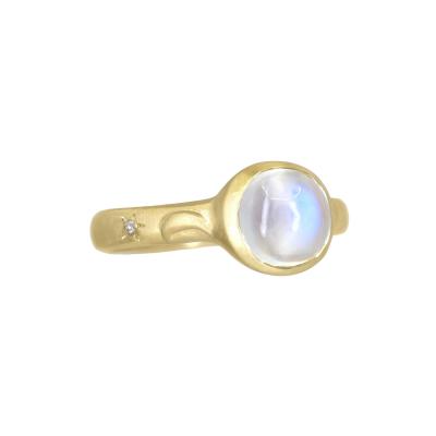 Monica Marcella Monica Marcella Moonstone Diamond Moon and Star Ring