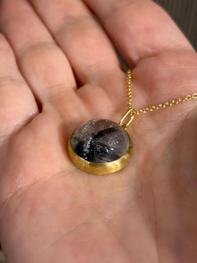 Monica Marcella One of a Kind Star Formation Brookite in Quartz Gold Necklace Monica Marcella