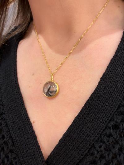 Monica Marcella One of a Kind Star Formation Brookite in Quartz Gold Necklace Monica Marcella