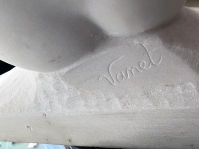 Monsieur Vanet French Carrara Marble Sculpture 19th Century Nude Neoclassical Mother Child